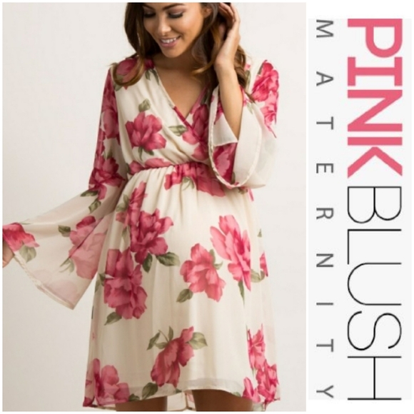 Pinkblush Dresses & Skirts - Pinkblush Floral Chiffon Wrap Maternity Dress